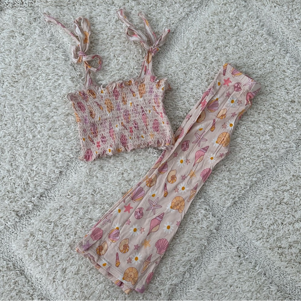 In My Jammers Beach Babe Flare and Smocked Crop Two Piece Set
